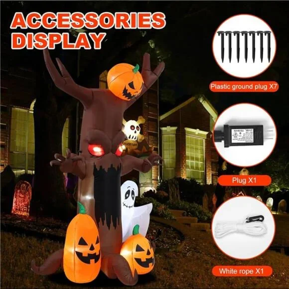 9ft Pumpkin Ghost Tree Halloween Inflatable Outdoor Decoration, Courtyard